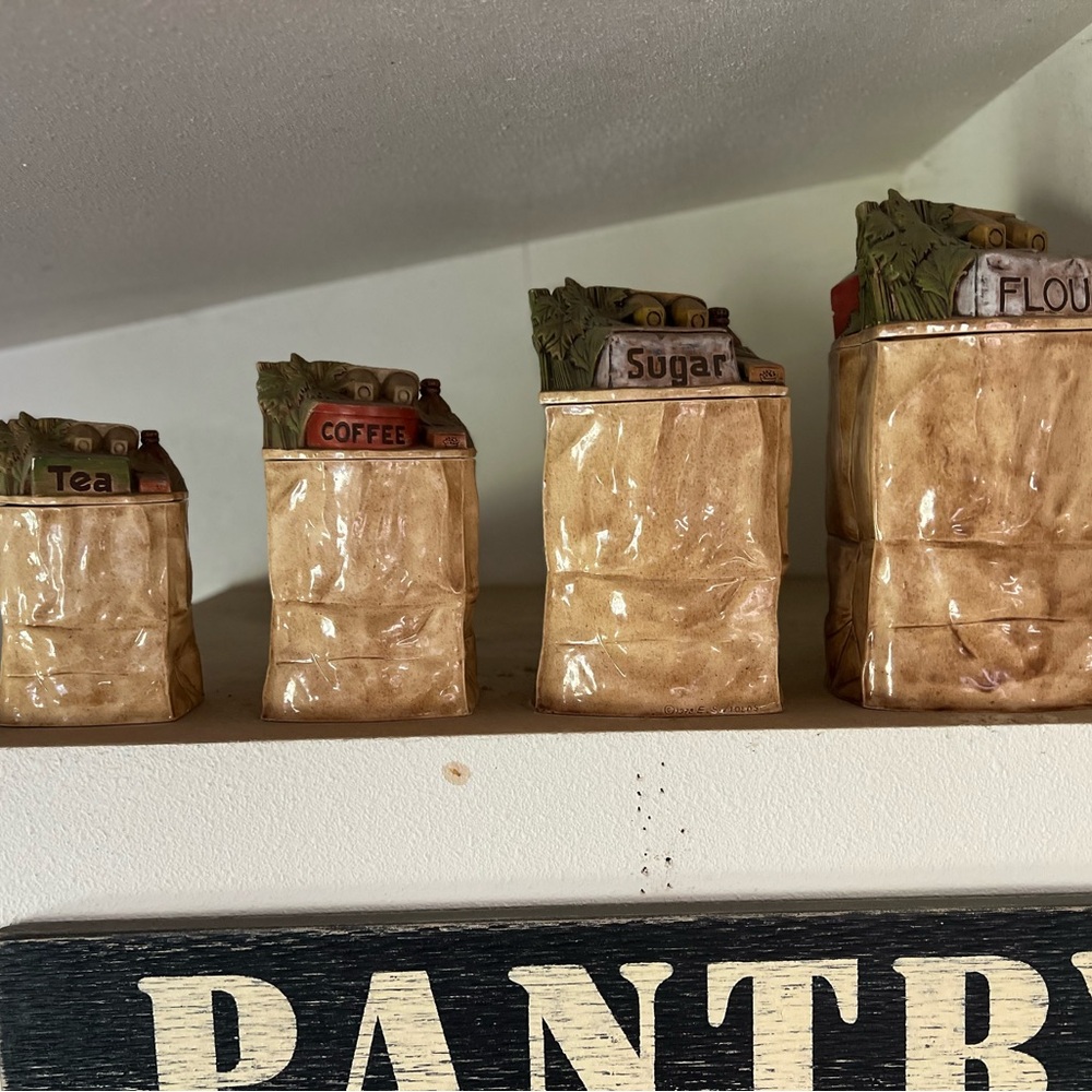Vintage Grocery Bag Canisters